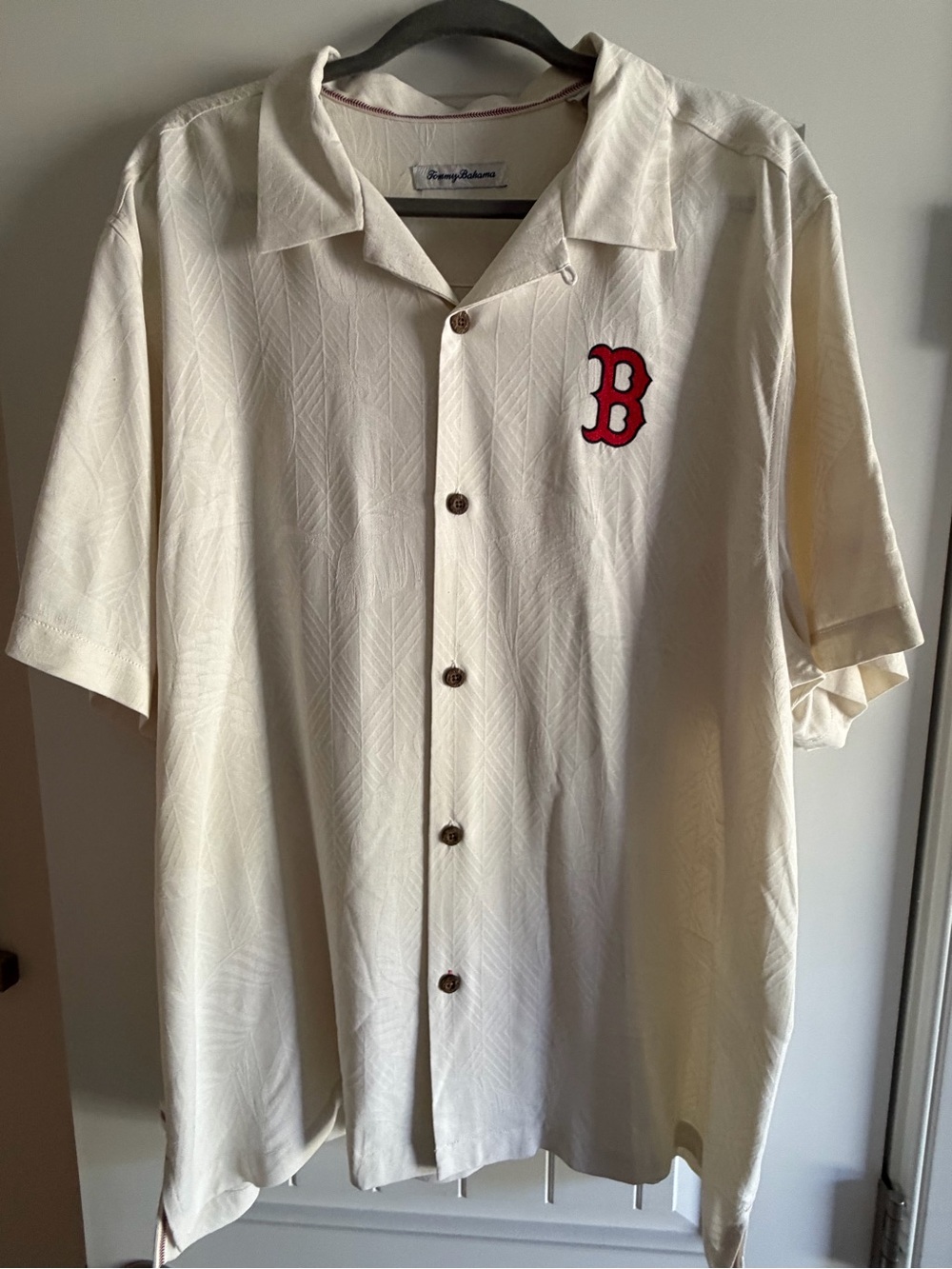 Tommy Bahama Cream Boston Red Sox Short-Sleeve Button-Down